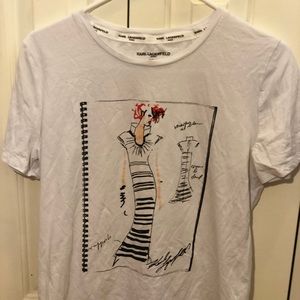 Karl Lagerfied Paris Graphic White T Shirt, Small